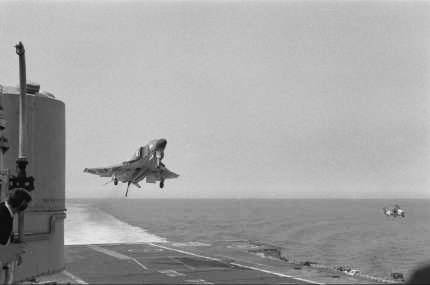 [ Phantom F4K on approach to the deck and
about to go round again. ]